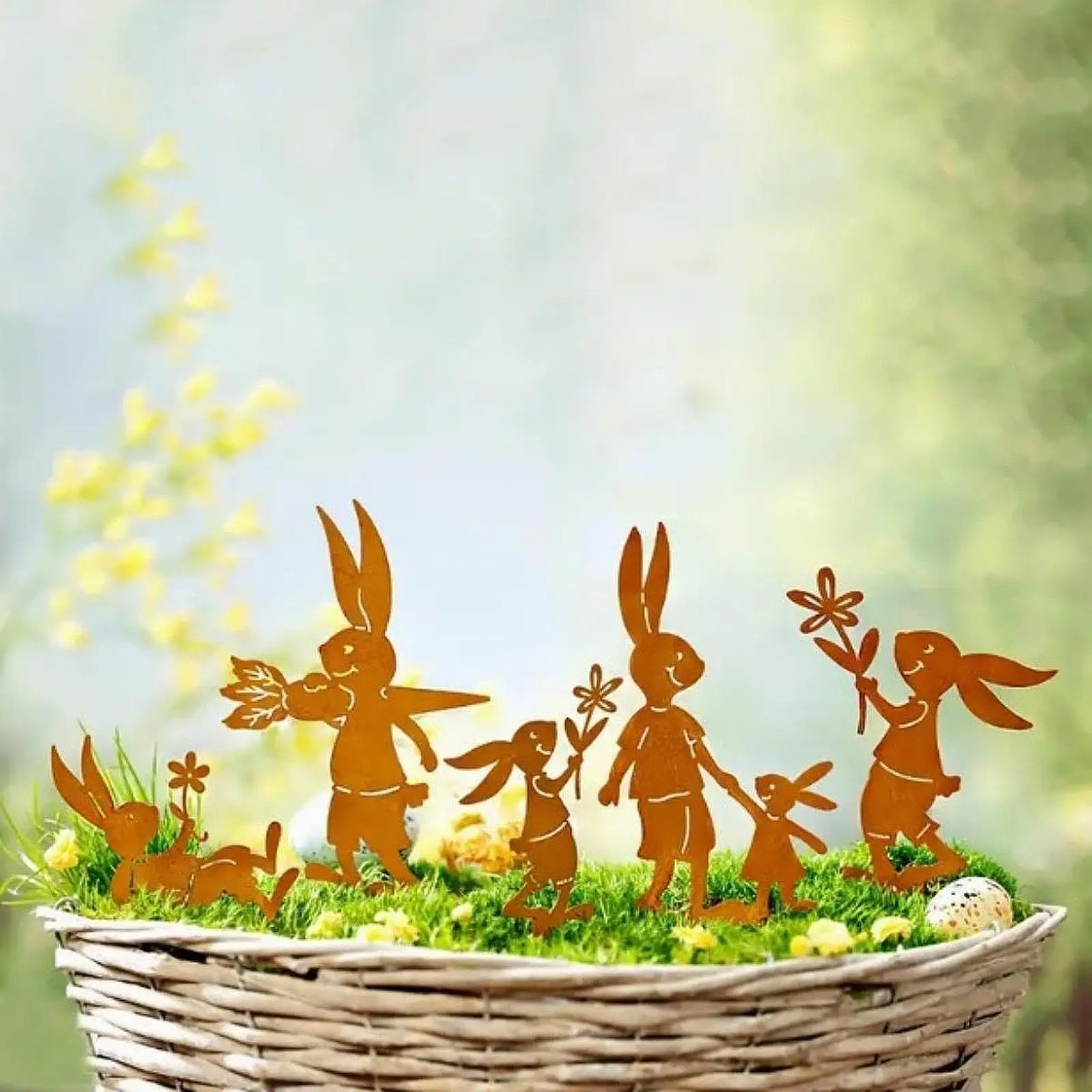 

5Pcs Rabbit Garden Stakes Animal Decorative Stakes Outside Yard Art Rabbit