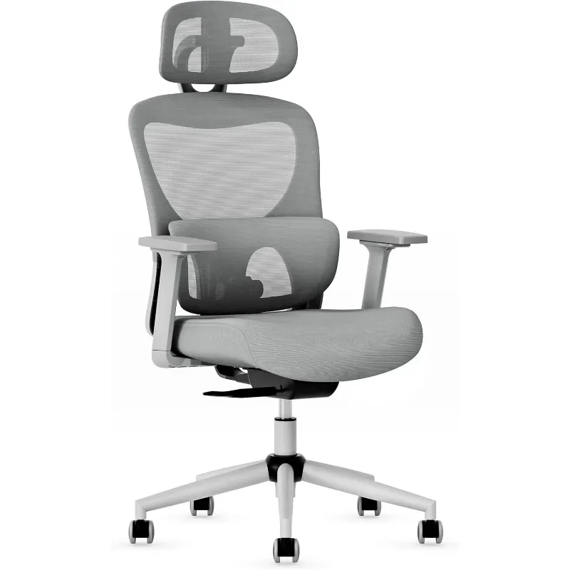 Office Chair, Ergonomic Desk Chair with Adjustable Lumbar Support, 3D Armrest, Headrest, 4-Level Tilt Back, Home Mesh Chair