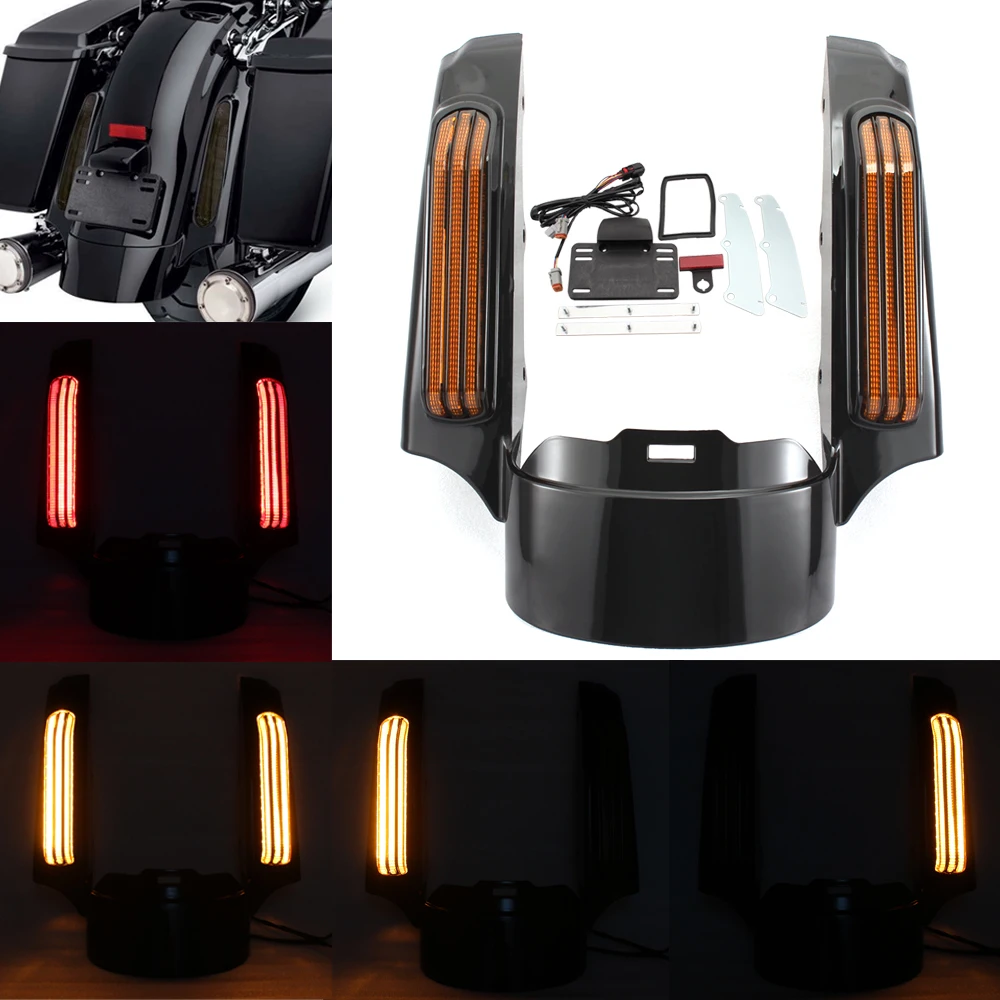

For Harley Touring Road King Street Electra Glide 2014-2020 ABS Plastic Motorcycle Accessory LED Light Rear Fender Fascia Set