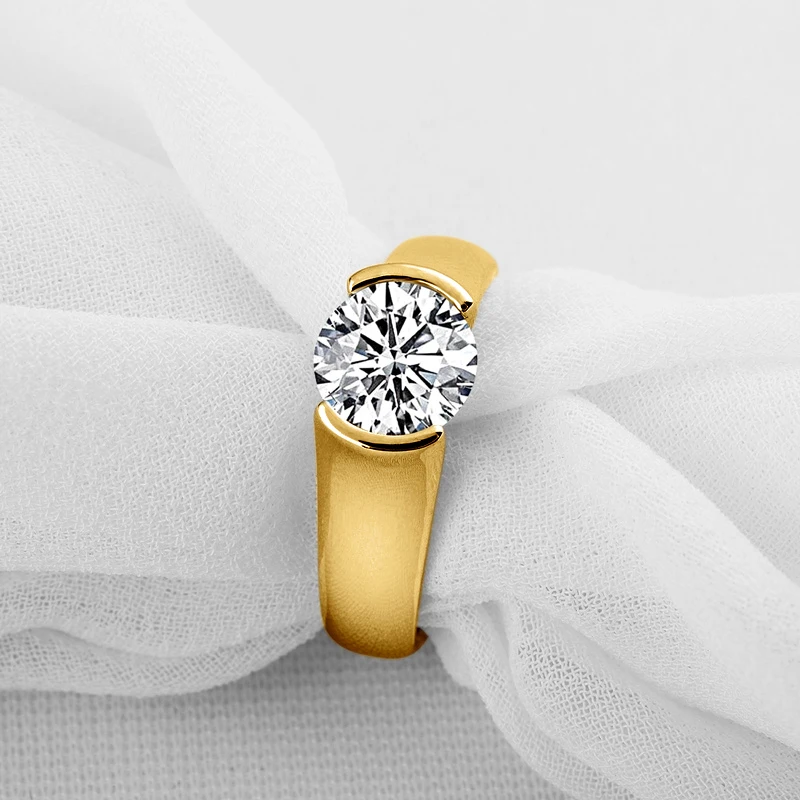 

Engagement Rings 8K Gold Plated 8mm 2.0 carat D Color VVS1 Moissanite Diamond Rings for Women Men 100% Silver 925 Jewelry
