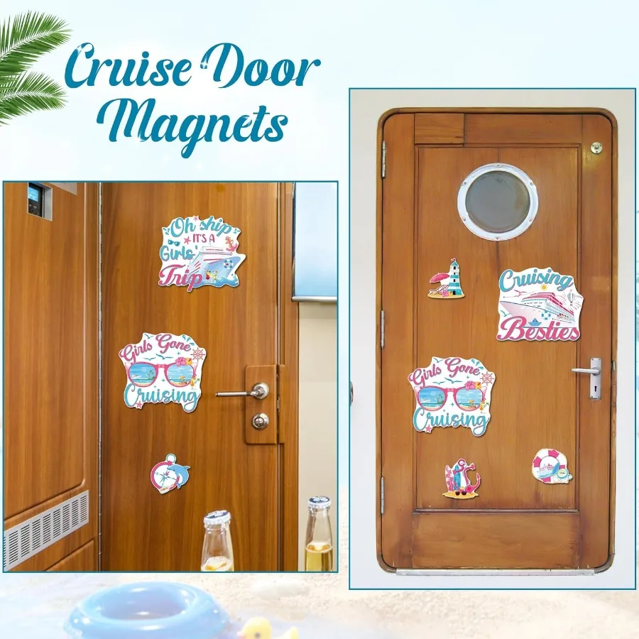 زينة باب الرحلة المغناطيسية 7 قطعة رحلة الفتيات كروز باب المغناطيس أوه السفينة إنها رحلة الفتاة مضحك المغناطيسي كابينة السفينة تسجيل