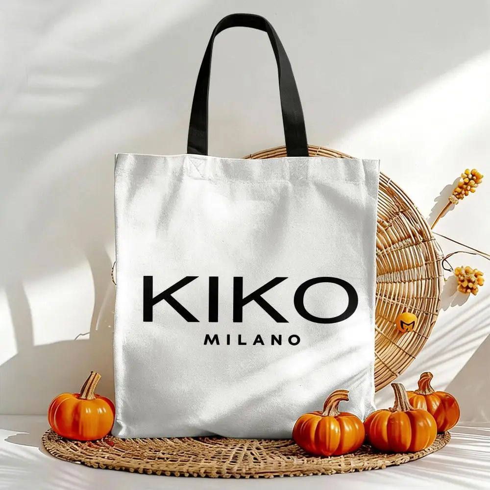 Bolsas de Armazenamento da Marca de Cosméticos K-Kiko, Bolsa Tote Versátil de Lona com Impressão em Dois Lados, Durável para Uso Diário e Compras
