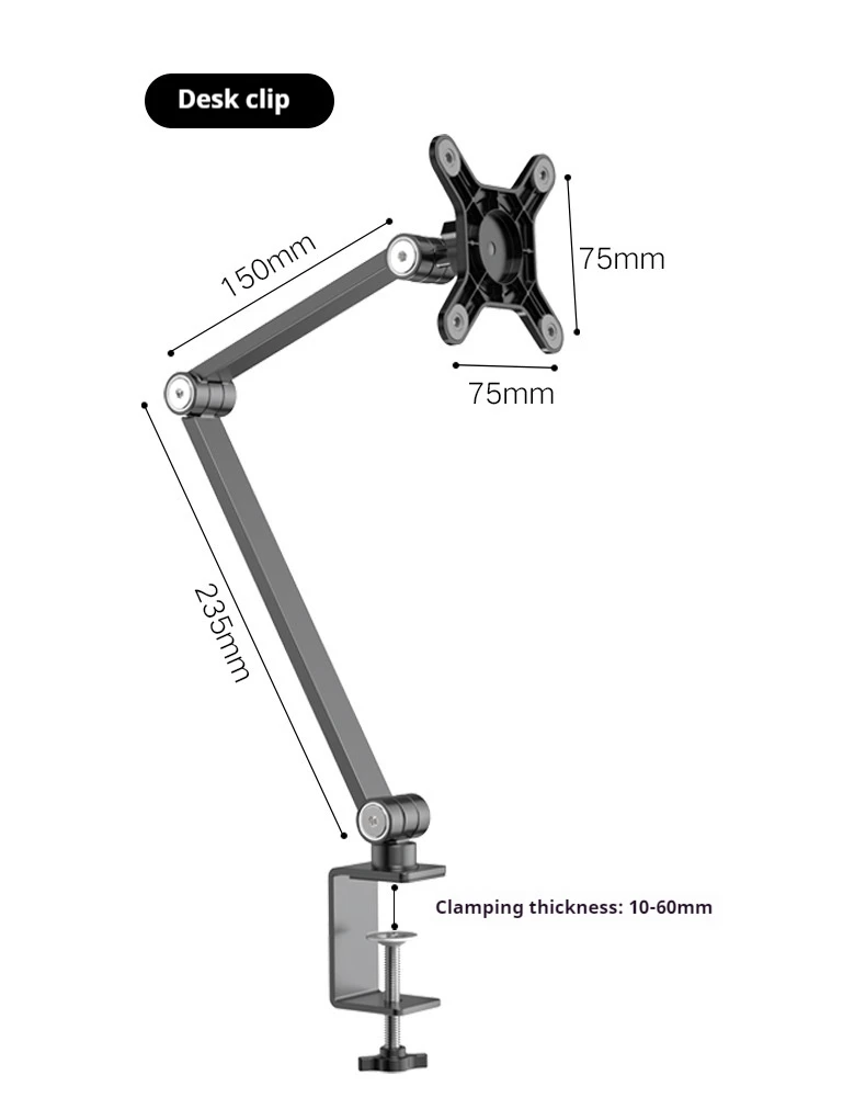 Imagem -06 - Suporte para Tablet Braço Longo Suporte para Pad Monitor Portátil Suporte para Telefone Laptop Ajustável Rotativo Tablet Clip Montagem