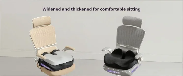 Solvath Ergonomic Thickened Memory Foam Seat Cushion Heavy Duty Chair Pad Removable Cover Ideal for Office Chair Lower Back Supp