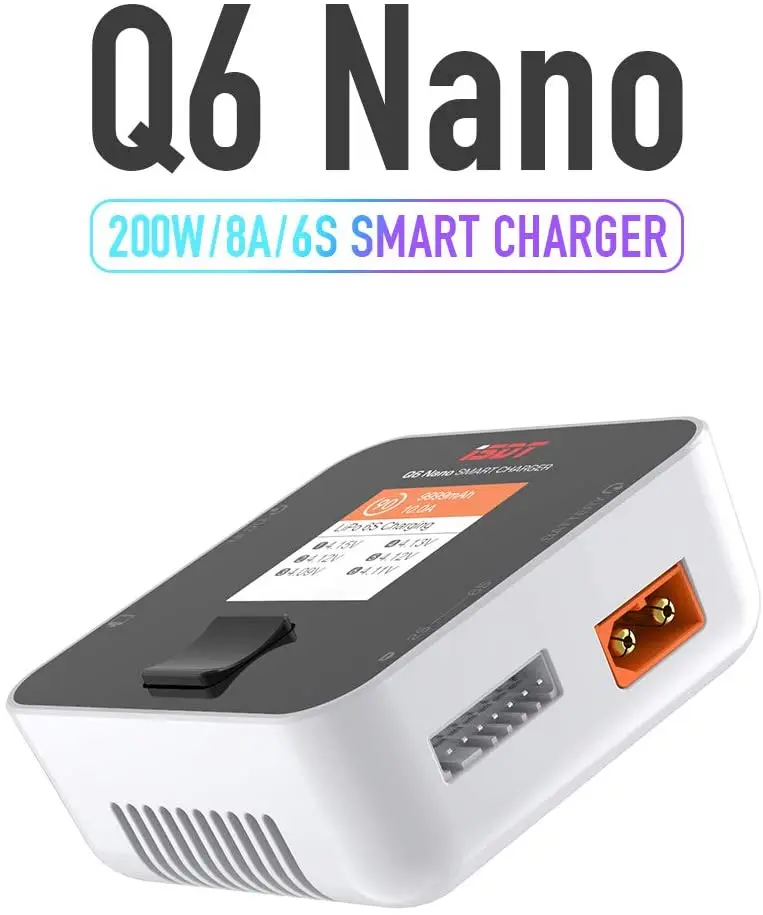 ISDT Q6 Nano 8A 200W DC 2-6S LCD Display Digital Smart Battery Balance Charger Li-Po Li-Hv Li-Ion Li-Fe NiMH Ni-Cd Pb