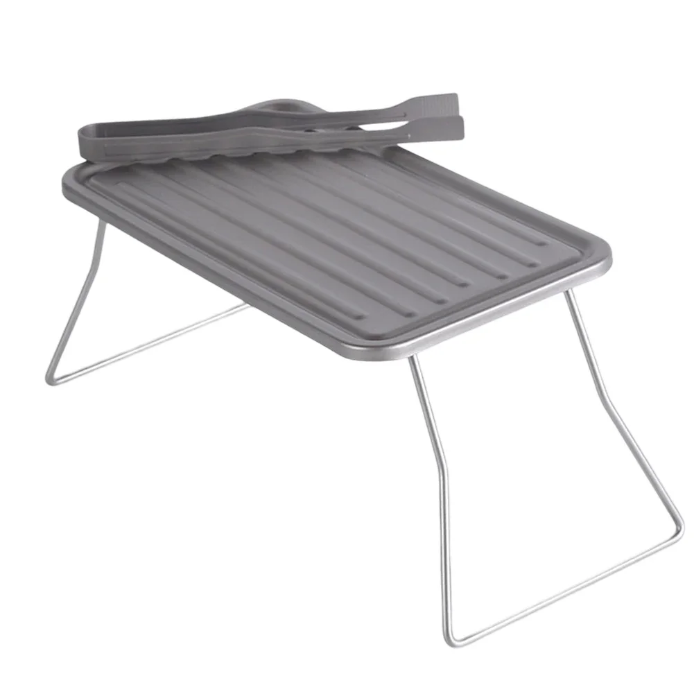 

1pc Grill Plate Foldable Ti-Plate Barbecue Table Grill With Grilled Clip For Camping Picnic BBQ Hiking Cooking Supplies