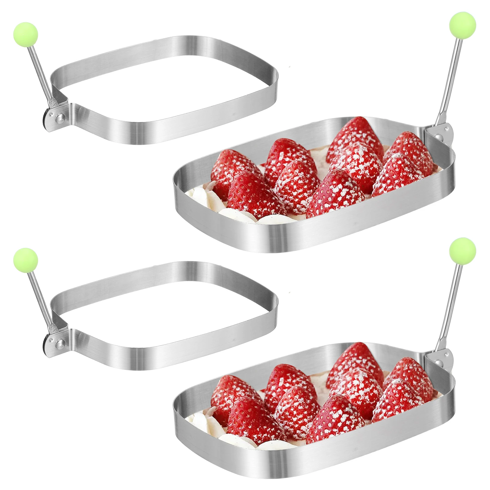 

4pcs Cake Mold Stainless Steel Rectangle Egg Ring Pancake Maker Small Medium Fried Egg Mould Crumpet Rings