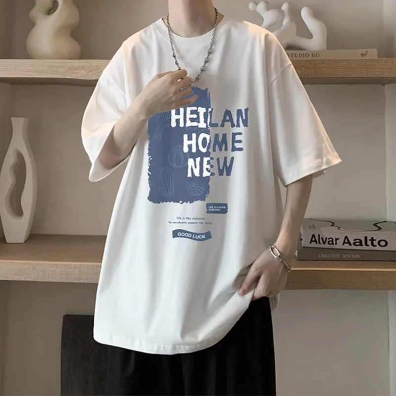 

Мужская футболка свободного кроя с коротким рукавом, повседневная, для старшеклассников и студентов колледжей, модная молодежная толстовка с принтом