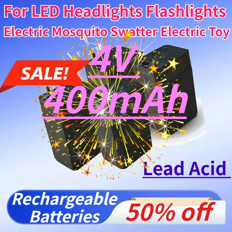 

4V 400mAh Lead Acid Rechargeable Storage Batterie (1-4pcs) for LED Headlights Flashlights Electric Mosquito Swatter Electric Toy