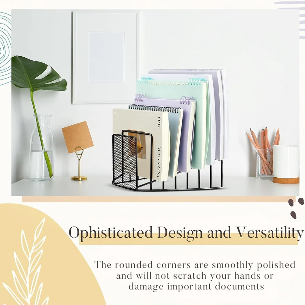 

Durable-2 Pack Multi Step File Organizer Incline Desktop File Sorter Metal Wire Mesh Step File Letter Sorter, 7 Sections,2 Pack