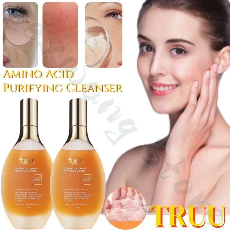 

TRUU Yeast Amino Acid Purifying Cleansing Lotion deeply cleanses, moisturizes and soothes the skin, balancing water and oil.