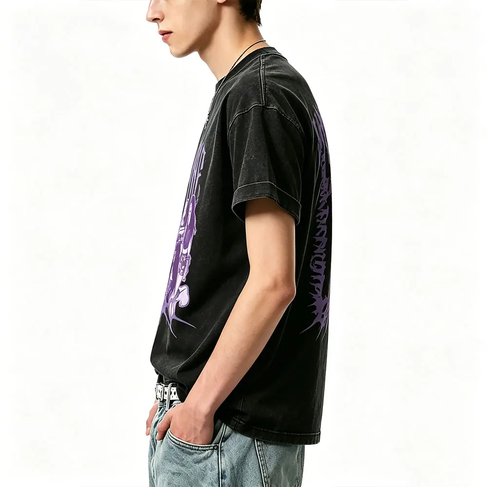 Korean Band KATSEYE Metal Gothic Punk Washed Vintage T Shirt Men Women Kpop Fashion Trend T-shirt Male Casual Oversized T-shirts