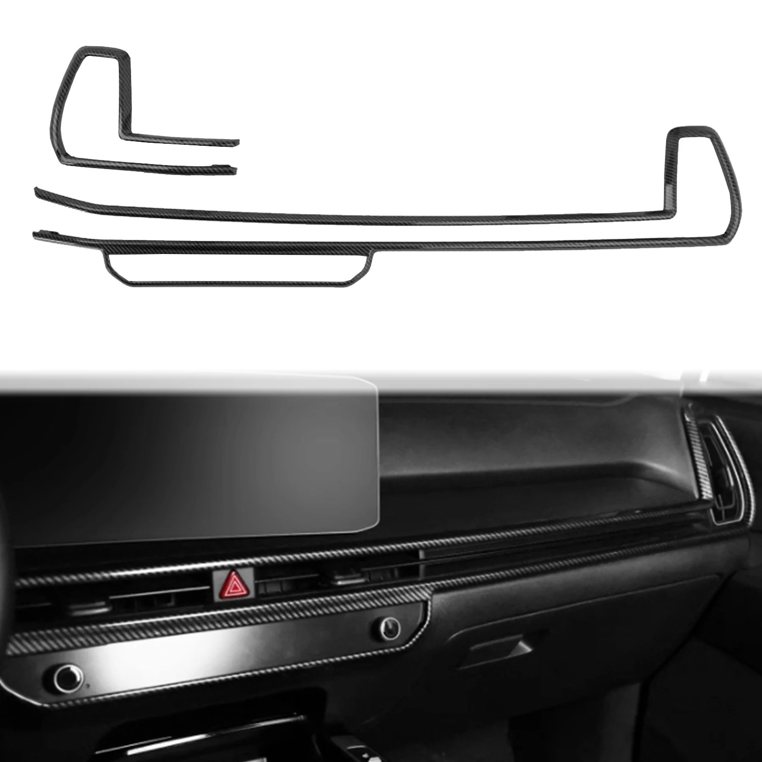 

For Kia Sorento 2024 2025 2026 LHD!!! Carbon Black Interior Car Dashboard Console Air Outlet Vent Molding Strip Decor Trim 2pcs