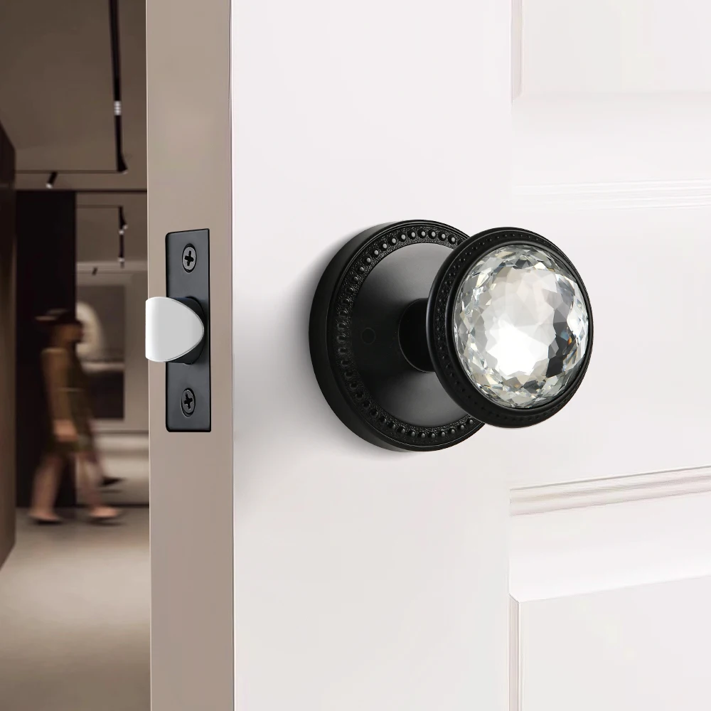 

Black gold crystal and brushed gold door lock, suitable for halls, wardrobes, and passages - Zinc alloy, set of 1 piece