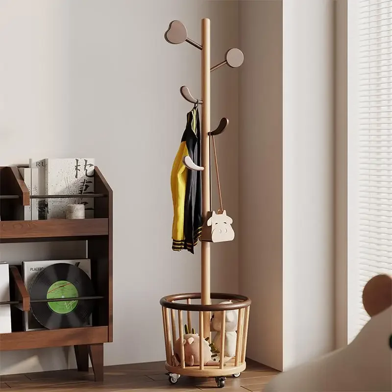 Floor Tall Hooks Clothes Rack Bedroom Storage Wooden Nordic Living Room Coat Racks Space Saving Wieszak Na Ubrania Furniture