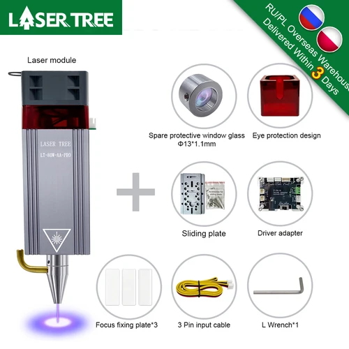 Imagen 2 del producto Árbol láser 20W 10W 5W cabezal láser de potencia óptica 450nm luz azul módulo láser TTL para grabador CNC herramientas de corte de madera DIY