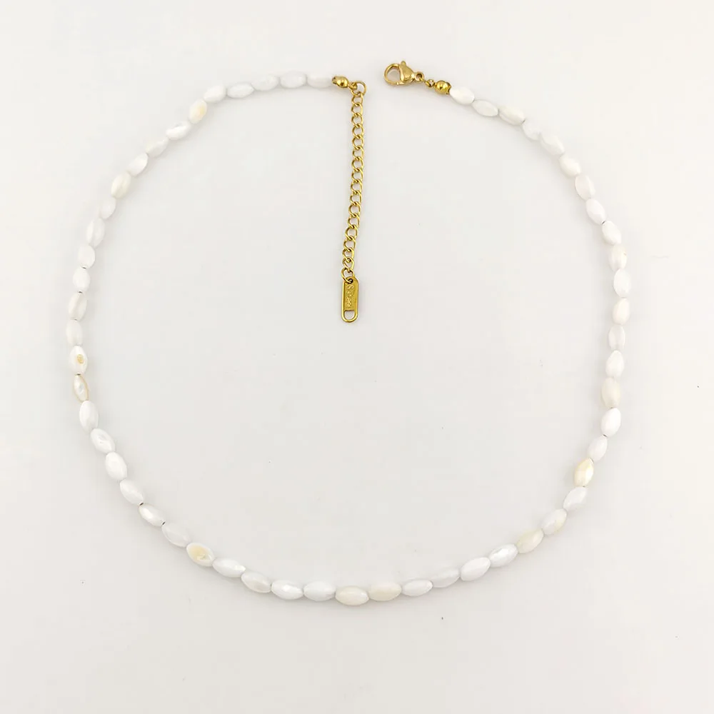 HUIDANG Neu in Perlen Halskette Kragen kurze bunte Muschel Perle Sommer Halskette Damen – Detail 16