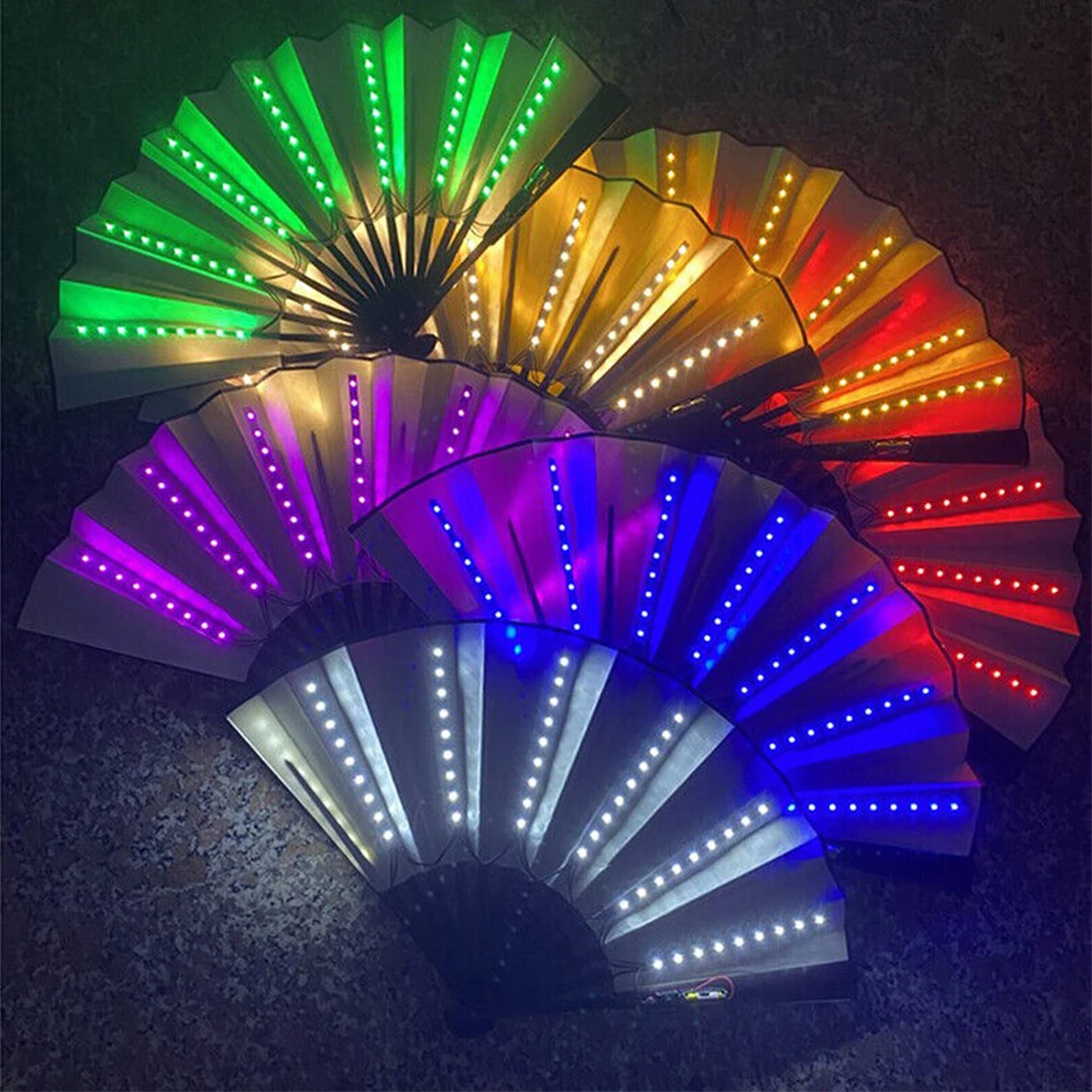 Rave Ready Transparent LED Fan For Costume Parties Festival Accessories Party Supplies Glow In Dark White