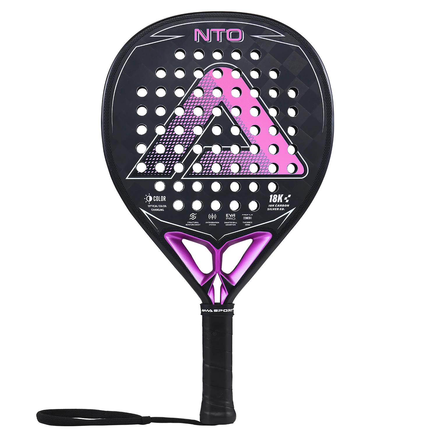 

Ракетка Padel из карбона 18 карат, алмазная форма Pala Padel, оптическая меняющая цвет, антивибрационная система для ракетки Padel с улучшенным управлением