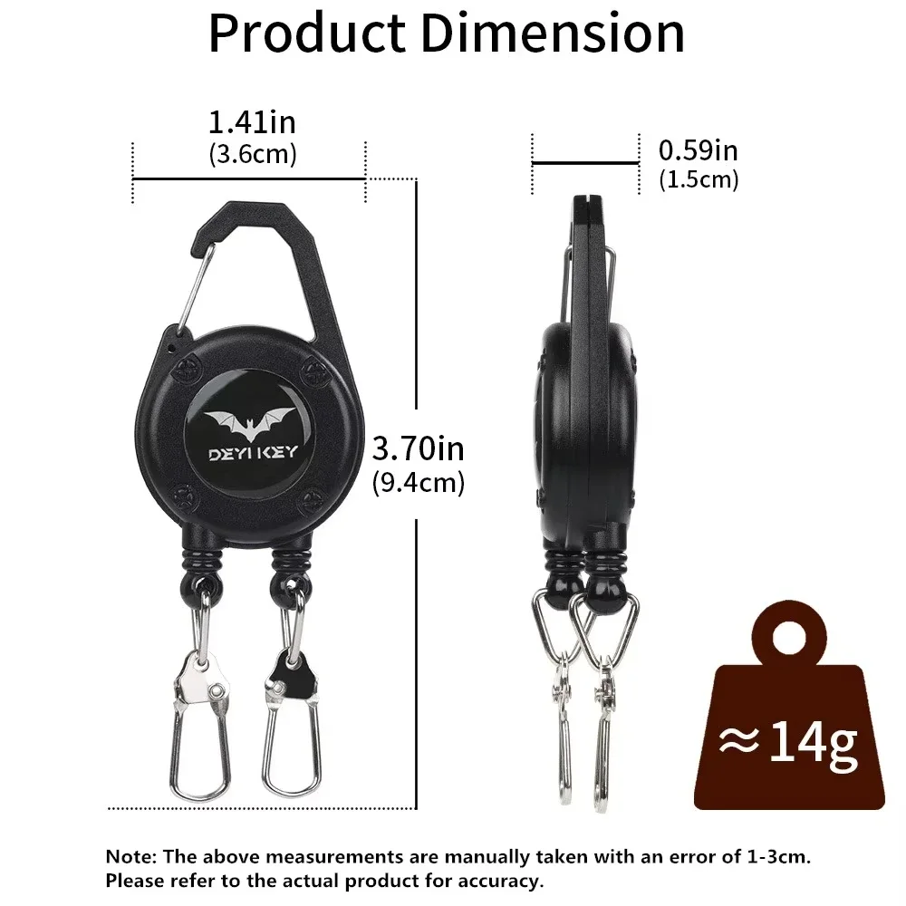 

Heavy Duty Retractable Reel Keychain Double Headed Clip Buckle Work Permit ID Badge Holder Outdoor Fishing Anti-Lost Easy