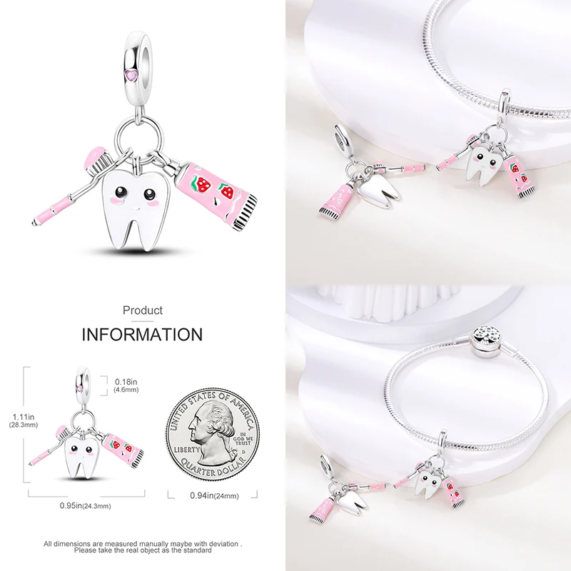 2023 New in Teeth Drawing Board Music Shape Charm Beads Fit Pandora Original Bracelet Women 925 Silver Pendant Bead Jewelry Gift