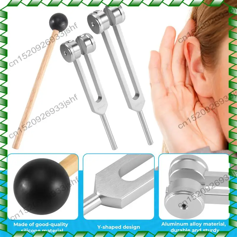 -BOFF (128 Hz, 256 Hz, 512 Hz) stemvorkset, stemvorken met reflexhamer voor chakra/genezing/geluidstherapie/DNA-reparatie