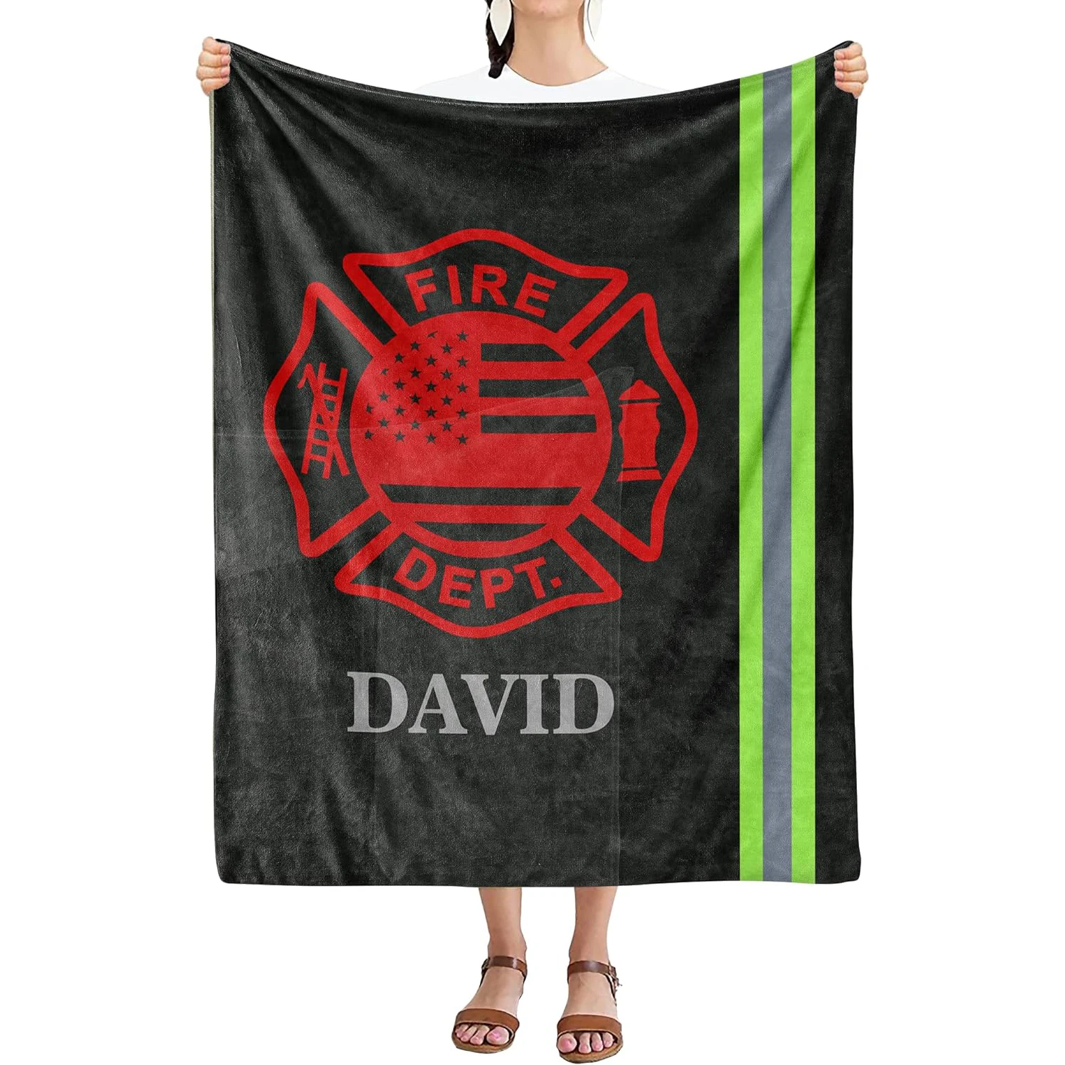 Firefighter flannel blanket, patriotic, American flag, amazing gestures from service staff, birthday, Christmas gifts