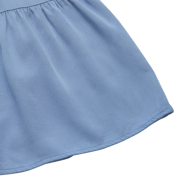 فستان نسائي أزرق فاتح برقبة على شكل V وأكمام قصيرة وأزرار أمامية متدرجة فستان صيفي كاجوال للحفلات بوهو بقصة ضيقة #6