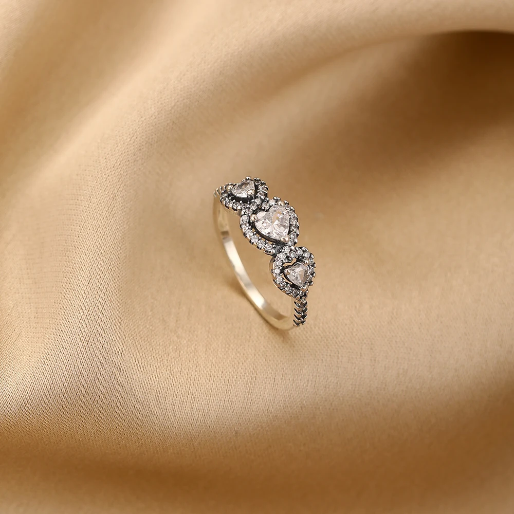 Women's 925 Sterling Silver Heart-Shaped Pearl Bow Ring