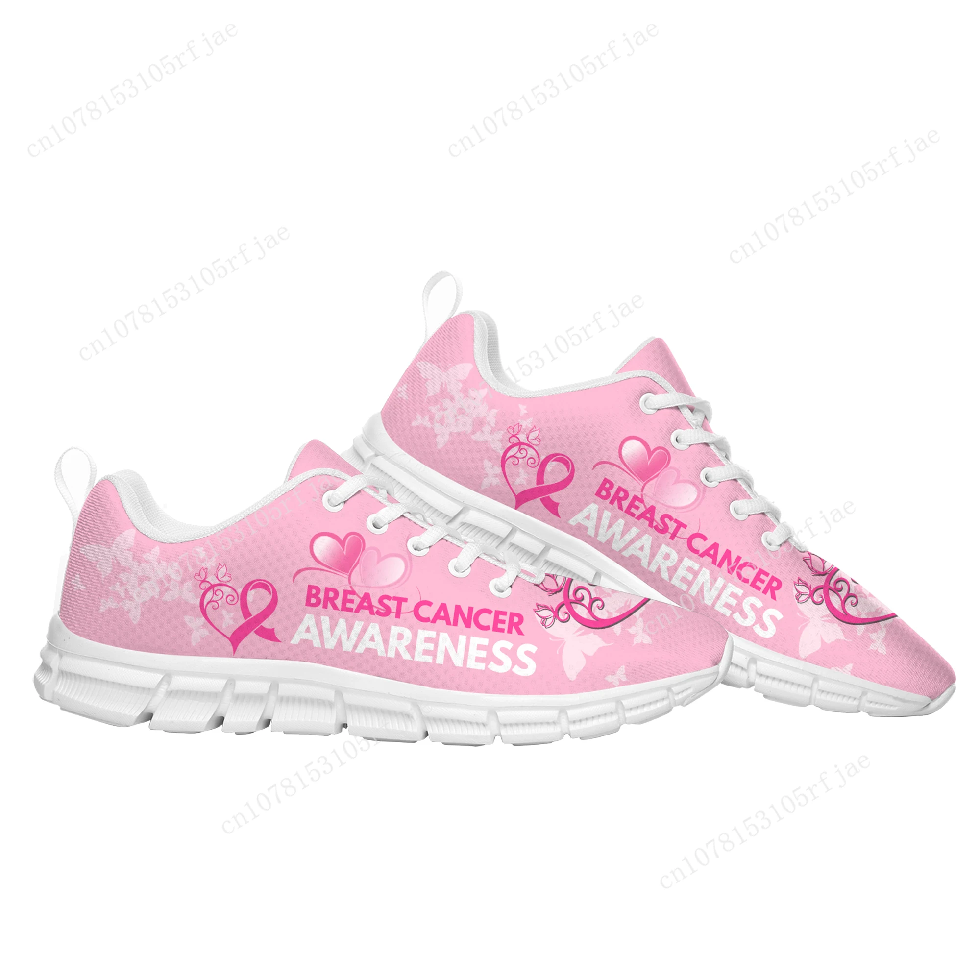 Breast Cancer Awareness Pink Ribbon Design Sports Custom Shoes High Quality Mens Womens Sneaker Tailor Made Couple Built Shoes