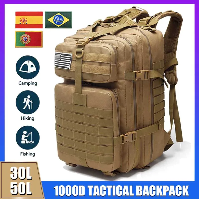 Sports Tactics Hiking Supplies Bag Men 30L 50L Army Tactical Backpack Large Capacity Travel Rucksacks Waterproof Climbing Bags