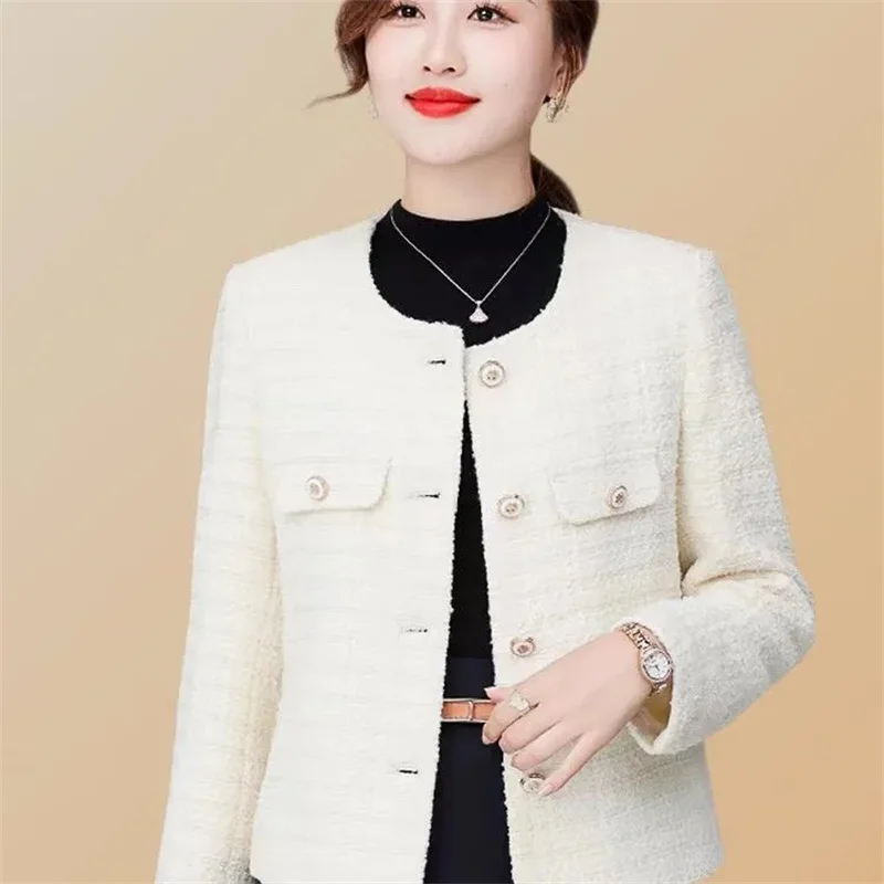 High Quality Woolen Jacket Women Spring Autumn New Explosions Small Fragrance Coat Temperament Overwear Female Tweed Outcoat Top