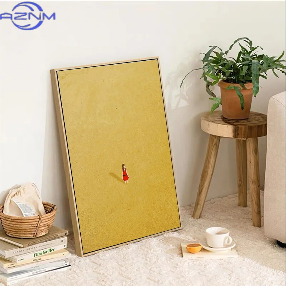Abstract Creative Alone Girl Wall Art Poster Prints Minimalist Colorful Style Canvas Painting Picture for Living Room Home Decor