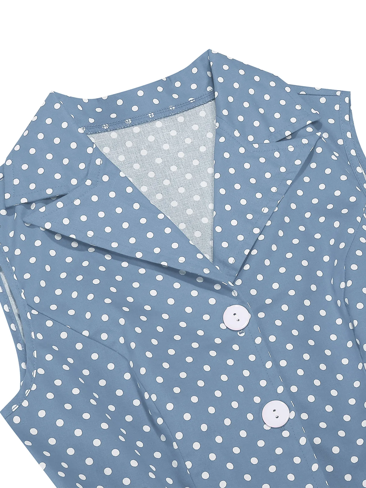 Tonval ノッチ襟ノースリーブ夏水玉模様の女性のドレスベルトボタンアップヴィンテージ服エレガントなフレア裾ドレス