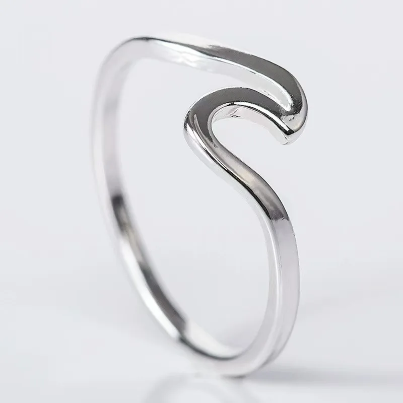 1 Anillo ondulado de diseño minimalista y elegante, anillo de Surf en el océano para uso diario de damas