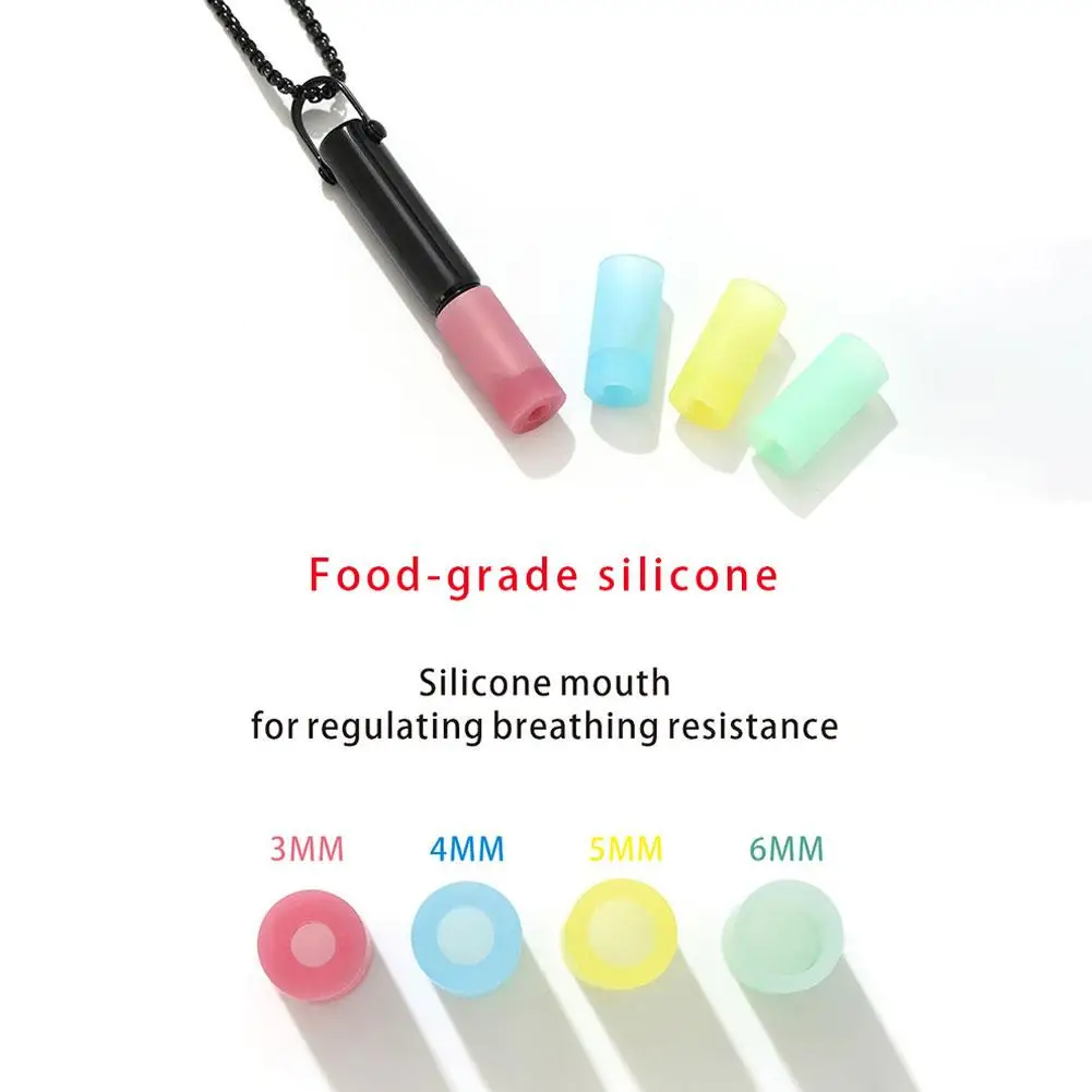 التأمل اليوغا قلادة التنفس المقاومة صافرة قلادة ينظم التنفس للتأمل الهدوء وتخفيف التوتر قابل للتعديل