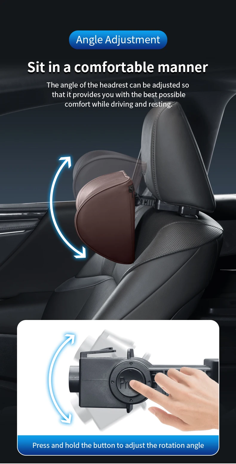 Verstellbares Auto-Nackenstützkissen 3-Punkt-Kopfstütze Mehrwinkel-Höhenverstellbare Autositz-Kopfstütze Auto-Innenausstattung – Detail 5