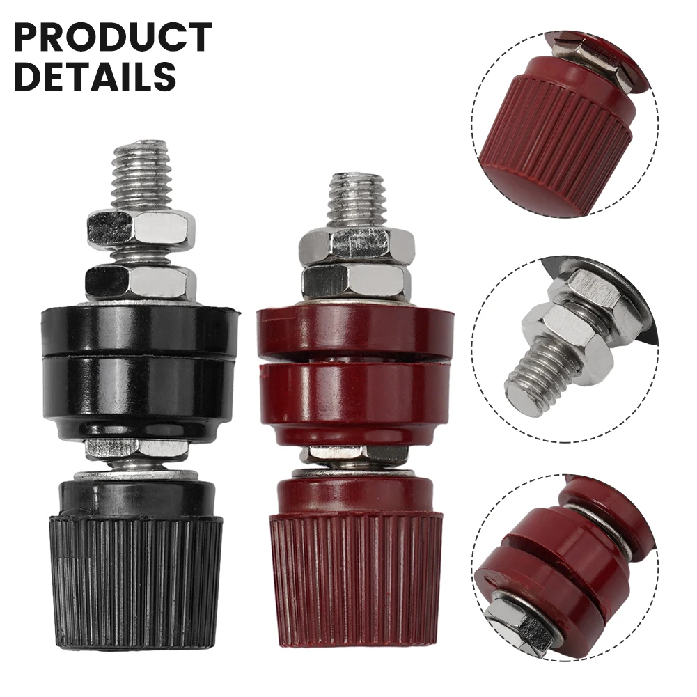 2PCS 3/8 Copper Battery Post Connector with Brass for stud for Vehicle for rv Boat for Solar Power Terminal Block Kit M6/M8/M10