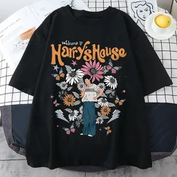 Harys house-半袖コットン女性用Tシャツ、夏の服、マンガグラフィック、ソフト、オリジナル、人生のスライス、個別