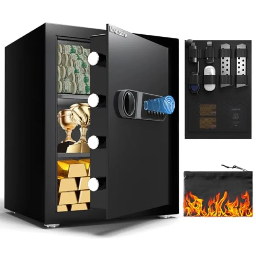 

Биометрический сейф 2.0 Cu Ft с функцией распознавания отпечатков пальцев, огнестойкий, водонепроницаемый, с ключом, для денег, ювелирных изделий и ценных вещей