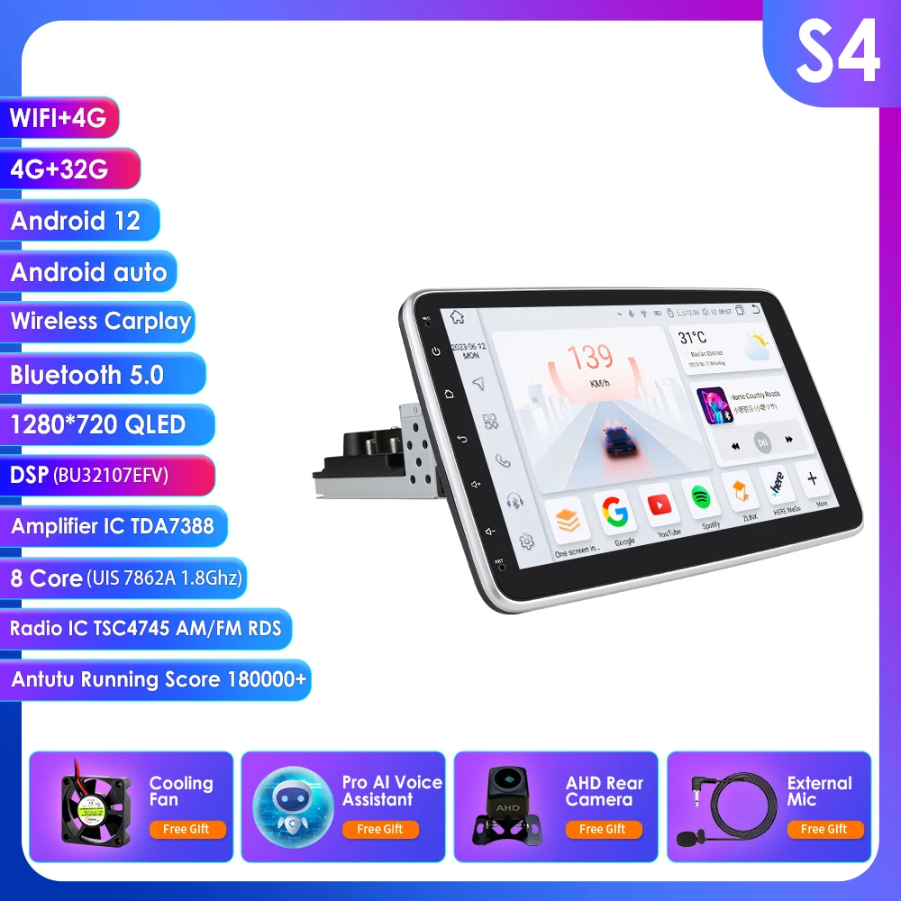 Hizpo 1 Din Autoradio Universal Car Radio Multimedia Player Android UIS7862S Schermo Estraibile Stereo GPS Detachable Panel SWC