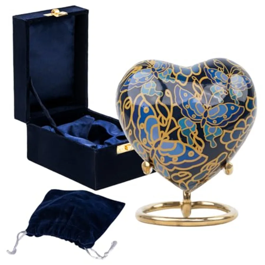 

Butterfly Cremation Urn Small Keepsake Heart Urns for Human Ashes with Stand - Tiny Cremation Keepsakes for Ashes Child Burial