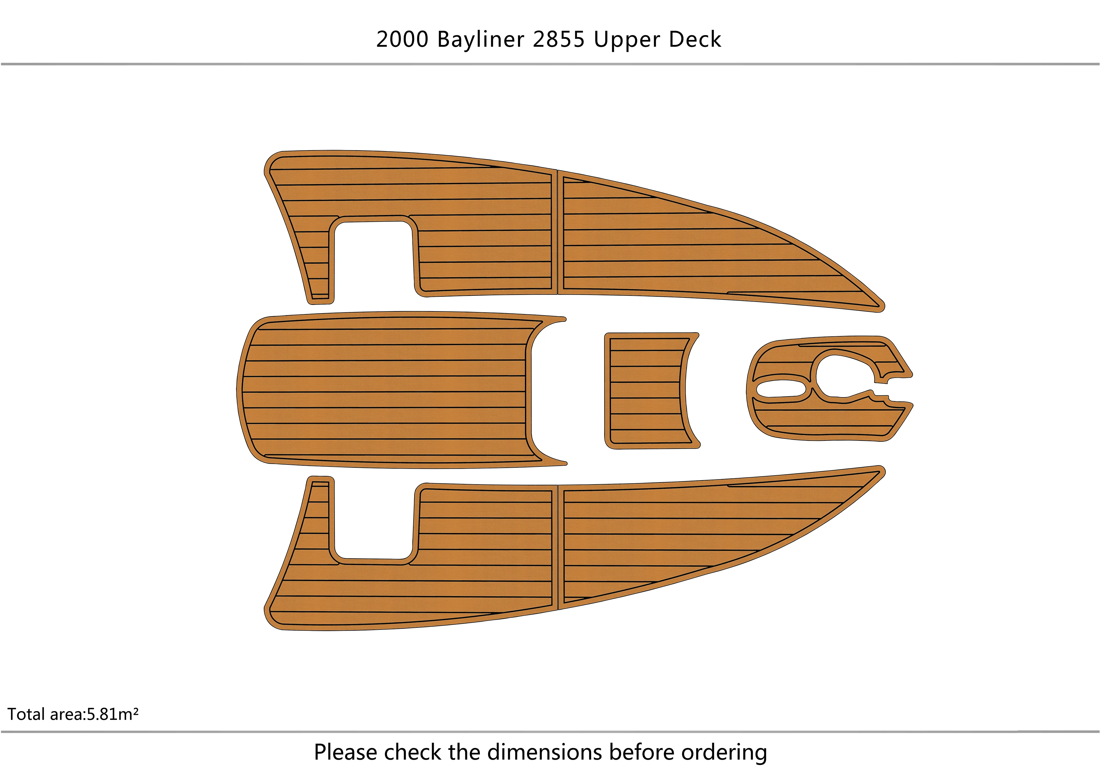 Eva foam Fuax teak seadek marine floor For 1997-2009 bayliner 2855 upper deck bow 1/4