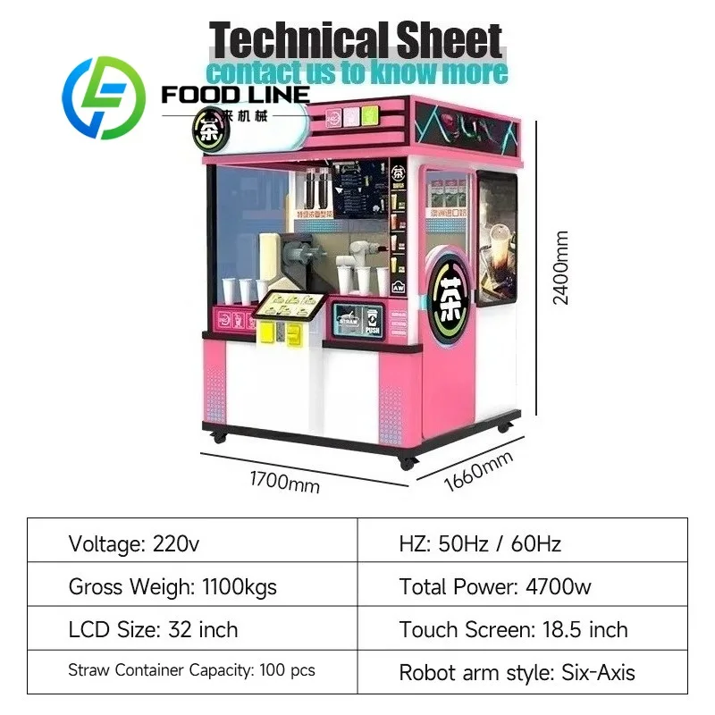Bubble Tea Vending Machine Automatic Robotics Arm Smart Cold Drink Coffee Boba Milk Tea Vending Machine for Sale Manufacturer
