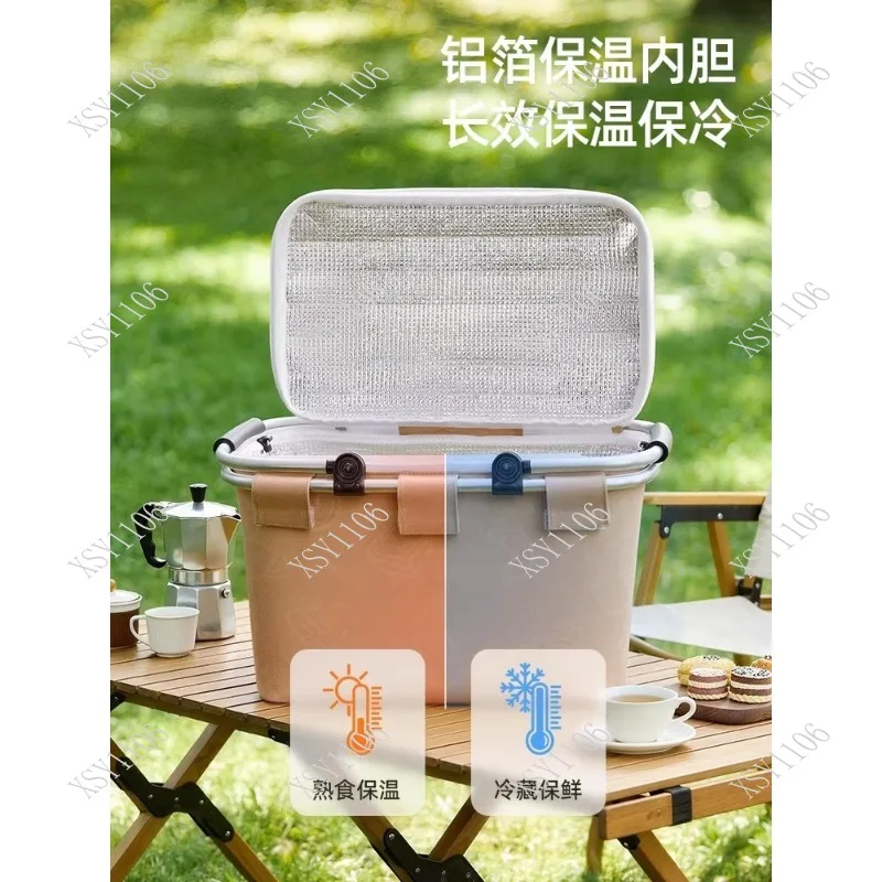 

Foldable Portable Insulated Picnic Basket Outdoor Camping Storage Box with Handle for Easy Carry And Storage