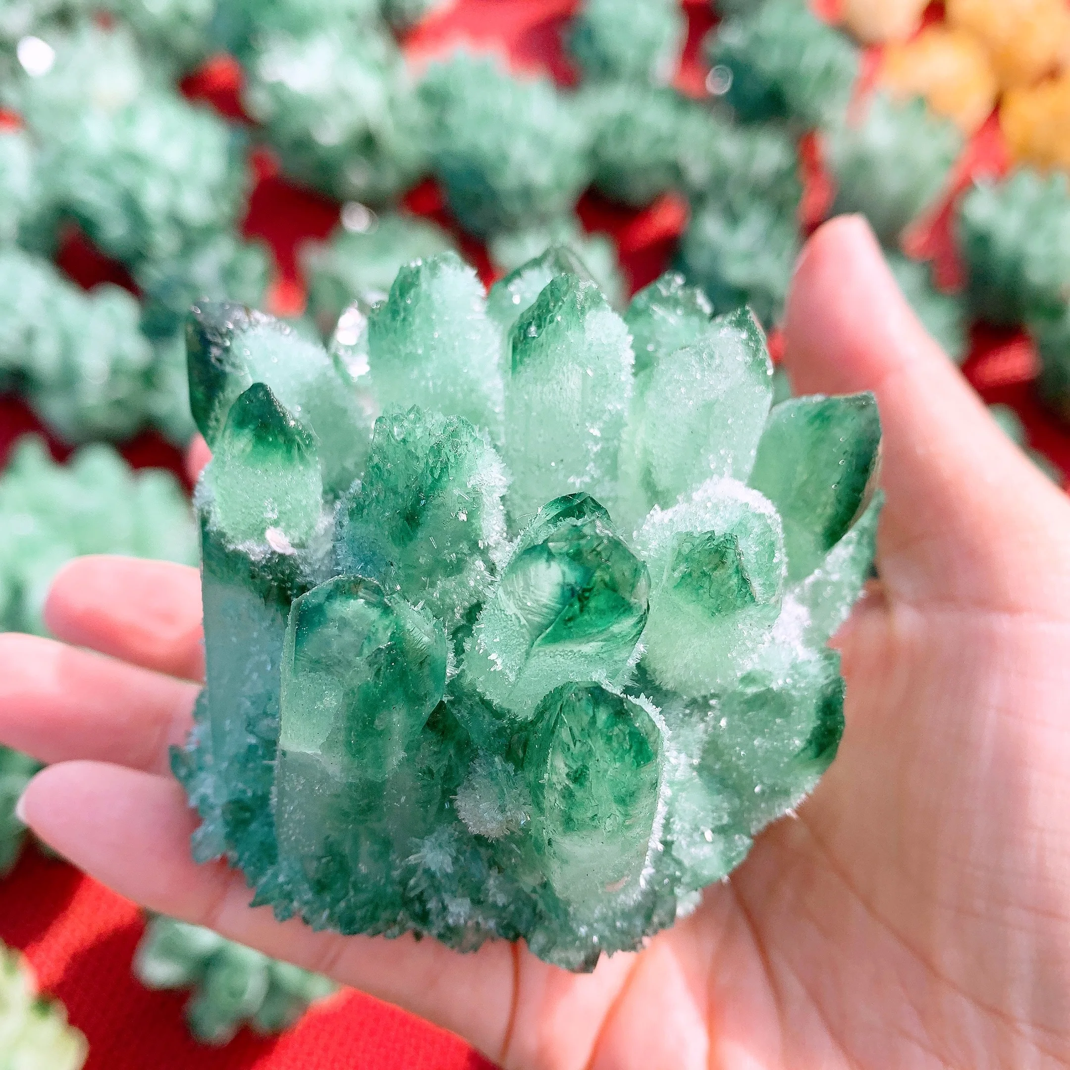 300g+ New green Phantom Crystal Cluster Mineral Specimen Reiki Healing decor