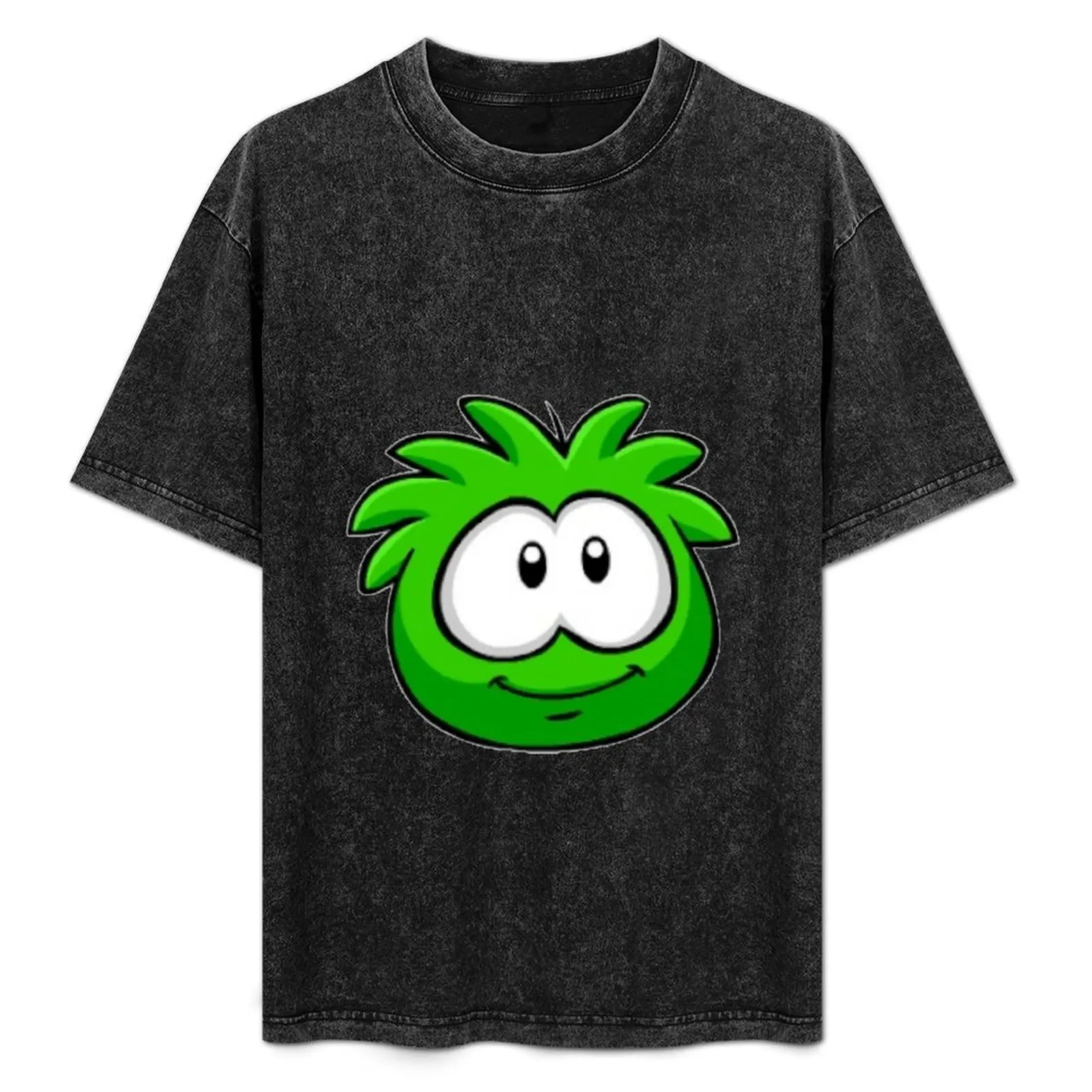 Camiseta Verde Puffle, Suave, Informal, de Manga Corta, de Algodón
