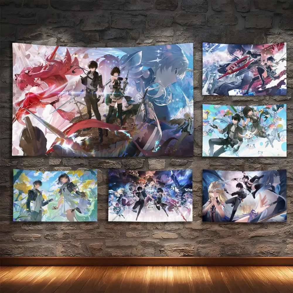 

Rover Wuthering Waves Tapestry Custom Living Bedroom Party Dormitory Interior Wall Bohemian Decoration Attached Clip