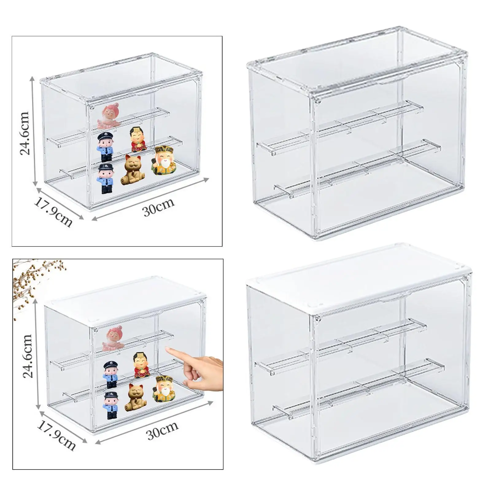 Figure Display Case Dustproof Door Toys Miniature Figurines Statue Doll Storage Box Action Figure Display Shelf Display Stand