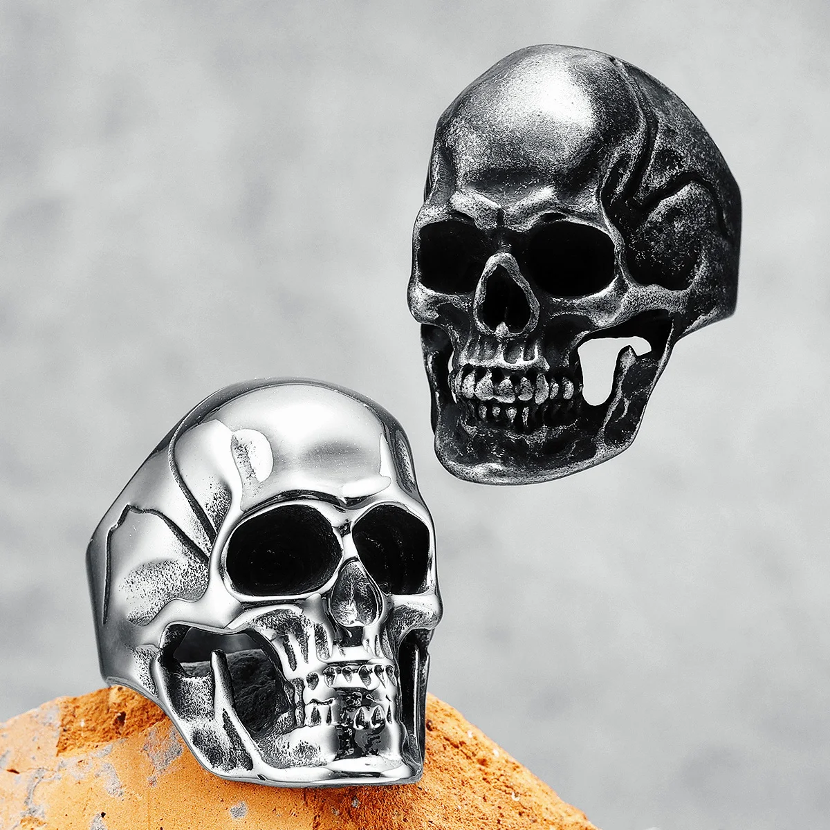 

Original Skull Men Ring 316L Stainless Steel High Polished Rock Punk HipHop Rap for Biker Rider Male Boyfriend Jewelry Best Gift